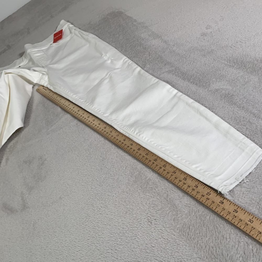 Spanx Distressed Skinny Jeans Womens Medium White Mid Rise Shaping Stretch NEW - Picture 9 of 16